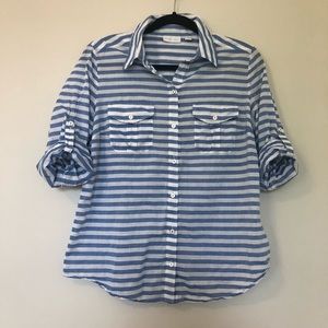 Lightweight Blue and White Button Down